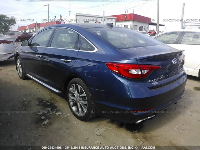 5NPE34AB3FH134985 - 2015 HYUNDAI SONATA SPORT/LIMITED BLUE photo 3