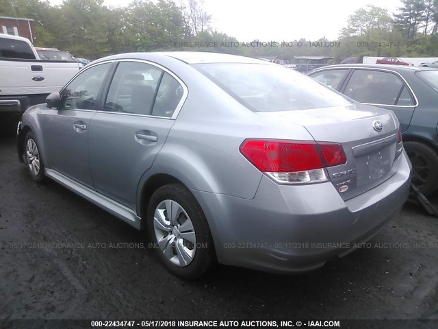 4S3BMBA67B3256567 - 2011 SUBARU LEGACY 2.5I GRAY photo 3