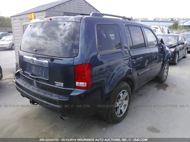 5FNYF48939B013271 - 2009 HONDA PILOT TOURING Dark Blue photo 4