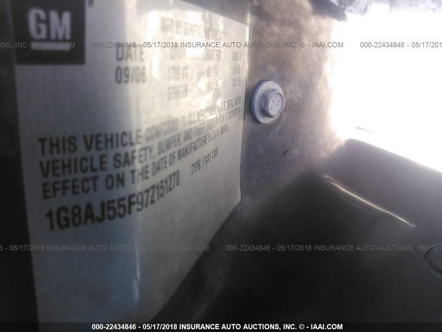 1G8AJ55F97Z151270 - 2007 SATURN ION LEVEL 2 SILVER photo 9