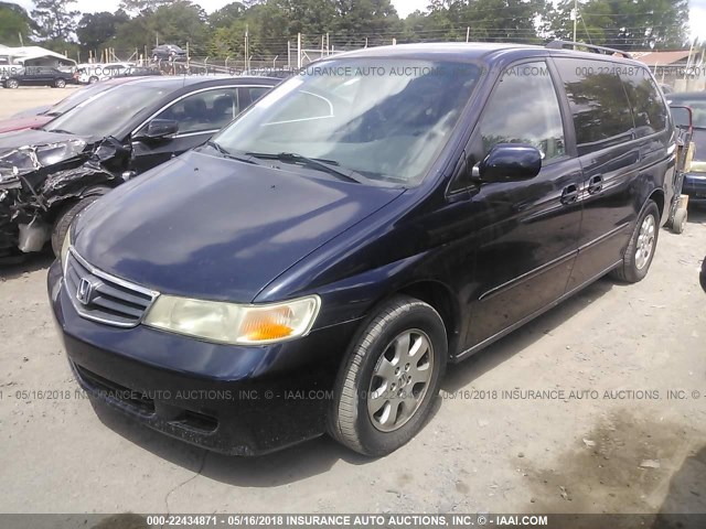 5FNRL18044B070312 - 2004 HONDA ODYSSEY EXL მუქი ლურჯი ფოტო 2