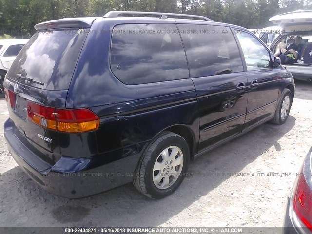 5FNRL18044B070312 - 2004 HONDA ODYSSEY EXL მუქი ლურჯი ფოტო 4