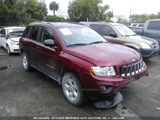 1C4NJCBA0DD130448 - 2013 JEEP COMPASS SPORT MAROON photo 1