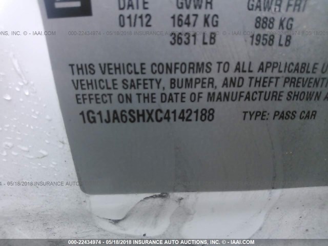 1G1JA6SHXC4142188 - 2012 CHEVROLET SONIC LS Ağ foto 9