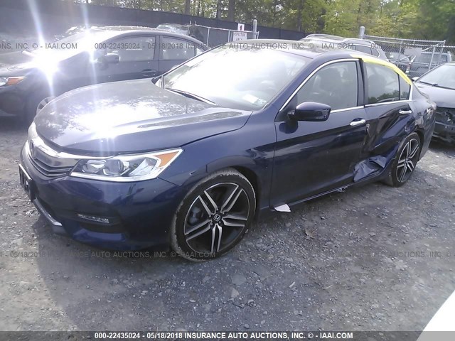 1HGCR2F17HA066387 - 2017 HONDA ACCORD SPORT SPECIAL EDITION BLUE photo 2