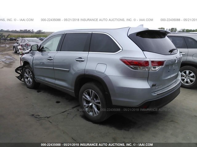 5TDJKRFH0FS216954 - 2015 TOYOTA HIGHLANDER XLE SILVER photo 3