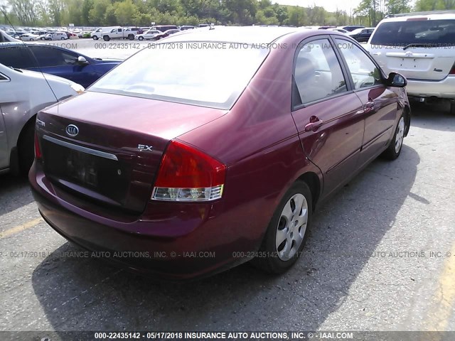 KNAFE221795647506 - 2009 KIA SPECTRA EX/LX/SX RED photo 4