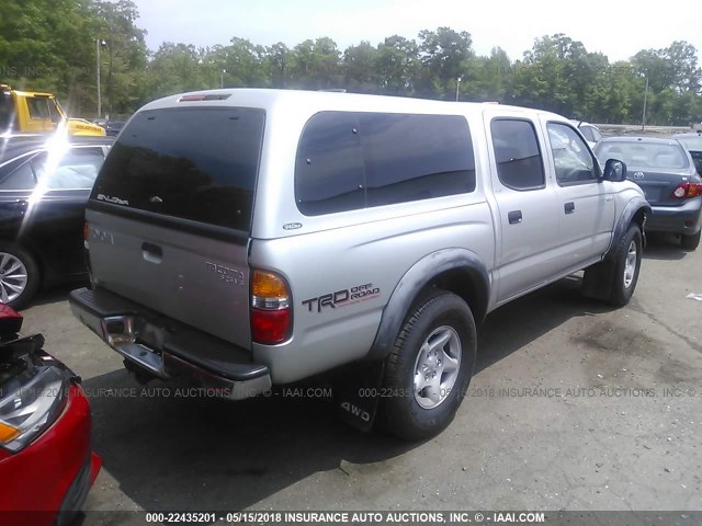 5TEHN72N51Z813146 - 2001 TOYOTA TACOMA DOUBLE CAB SILVER photo 4