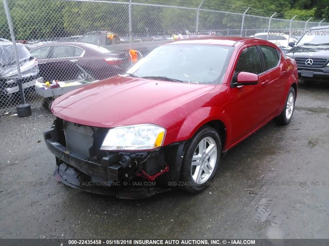 1C3CDZCB7CN194878 - 2012 DODGE AVENGER SXT RED photo 2