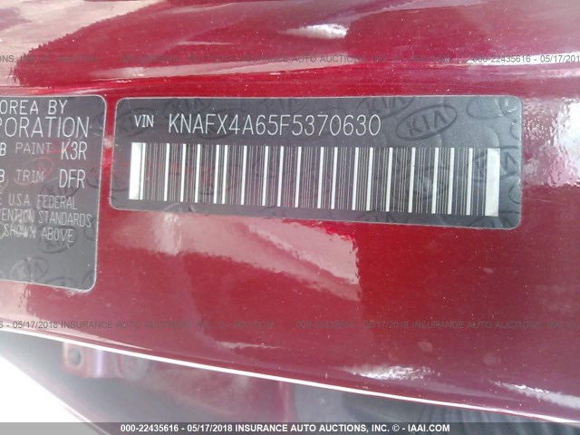 KNAFX4A65F5370630 - 2015 KIA FORTE LX RED photo 9