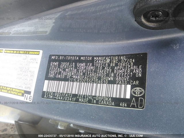 2T1LR32E55C354610 - 2005 TOYOTA COROLLA MATRIX XR BLUE photo 9