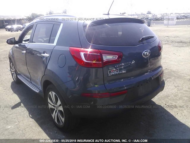 KNDPCCA20D7516959 - 2013 KIA SPORTAGE EX BLUE photo 3