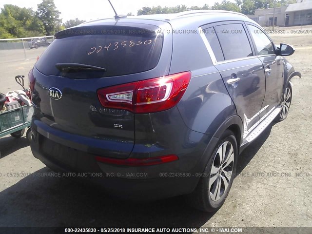 KNDPCCA20D7516959 - 2013 KIA SPORTAGE EX BLUE photo 4