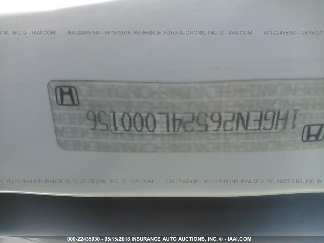 1HGEN26524L000156 - 2004 HONDA CIVIC GX WHITE photo 9