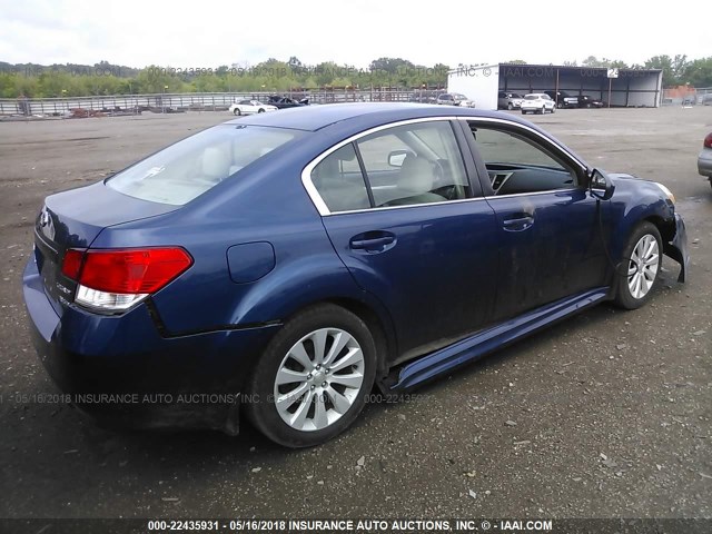 4S3BMEH63A2214599 - 2010 SUBARU LEGACY 3.6R PREMIUM BLUE photo 4