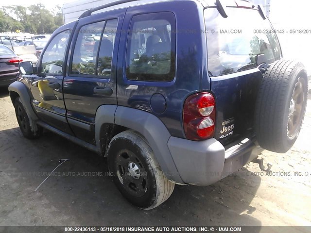 1J4GL48K65W578511 - 2005 JEEP LIBERTY SPORT BLUE photo 3