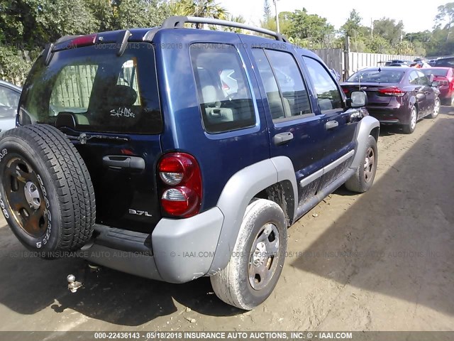 1J4GL48K65W578511 - 2005 JEEP LIBERTY SPORT BLUE photo 4