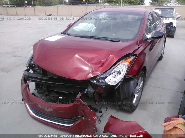 KMHDH4AEXCU444877 - 2012 HYUNDAI ELANTRA GLS/LIMITED RED photo 2