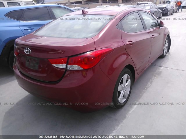 KMHDH4AEXCU444877 - 2012 HYUNDAI ELANTRA GLS/LIMITED RED photo 4