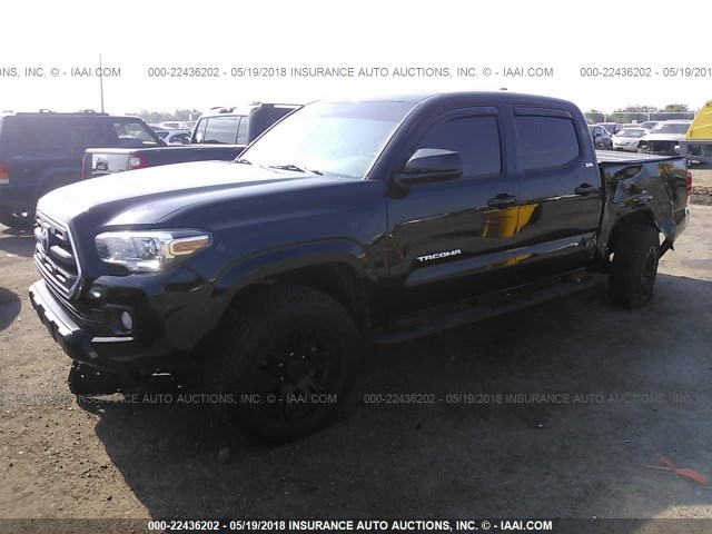 5TFCZ5AN3GX010985 - 2016 TOYOTA TACOMA DBL CAB/SR/SR5/TRD SPT/OR BLACK photo 2