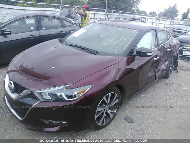 1N4AA6AP9HC426706 - 2017 NISSAN MAXIMA 3.5S/SV/SL/SR/PLAT RED photo 2