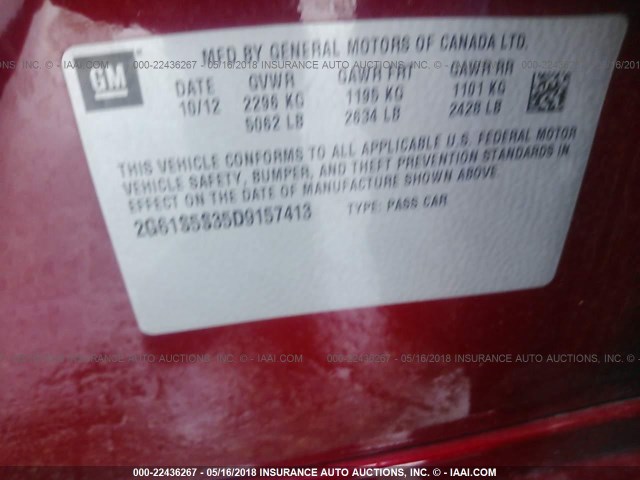 2G61S5S35D9157413 - 2013 CADILLAC XTS PREMIUM COLLECTION RED photo 9