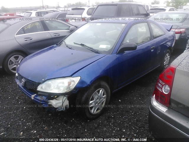 1HGEM21125L041413 - 2005 HONDA CIVIC DX VP BLUE photo 2