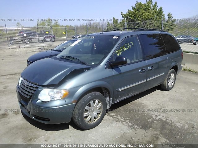 2A4GP54L37R259135 - 2007 CHRYSLER TOWN & COUNTRY TOURING Light Blue photo 2