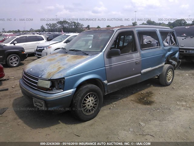 1P4GH44R5PX549505 - 1993 PLYMOUTH GRAND VOYAGER SE BLUE photo 2