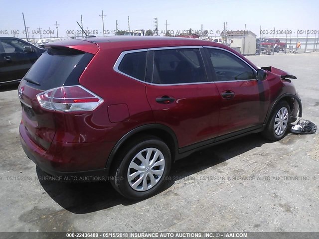 5N1AT2MT7GC786251 - 2016 NISSAN ROGUE S/SL/SV RED photo 4