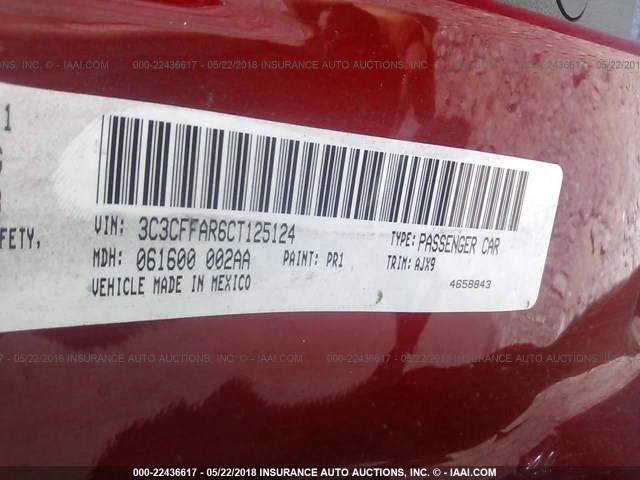 3C3CFFAR6CT125124 - 2012 FIAT 500 POP RED photo 9