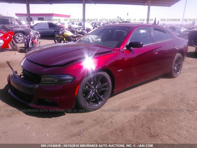 2C3CDXCT8JH114703 - 2018 DODGE CHARGER R/T RED photo 2