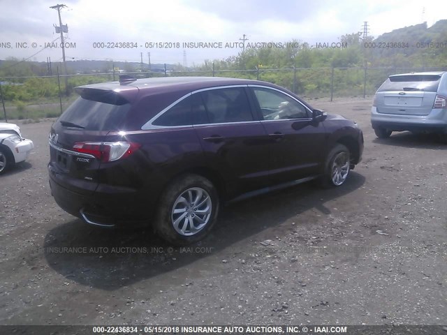 5J8TB4H31GL030177 - 2016 ACURA RDX BURGUNDY photo 4