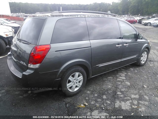 5N1BV28U14N370925 - 2004 NISSAN QUEST S/SE/SL GRAY photo 4