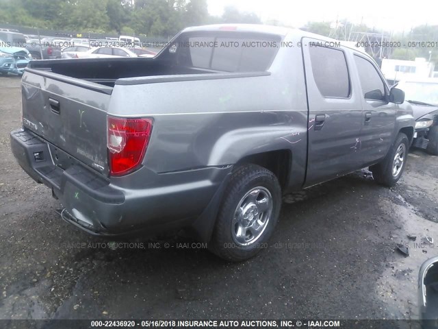 2HJYK16249H501568 - 2009 HONDA RIDGELINE RT GRAY photo 4