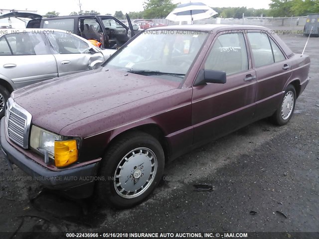 WDBDA29D0KF562298 - 1989 MERCEDES-BENZ 190 E 2.6 MAROON photo 2