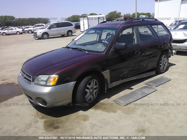 4S3BH6650Y6608178 - 2000 SUBARU LEGACY OUTBACK MAROON photo 2