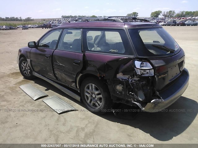 4S3BH6650Y6608178 - 2000 SUBARU LEGACY OUTBACK MAROON photo 3