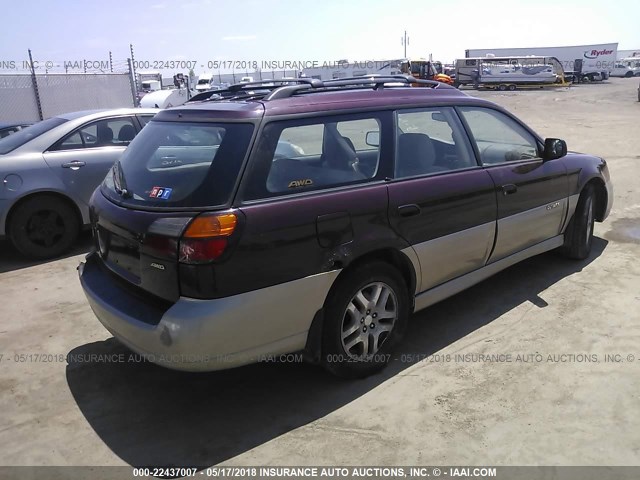 4S3BH6650Y6608178 - 2000 SUBARU LEGACY OUTBACK MAROON photo 4