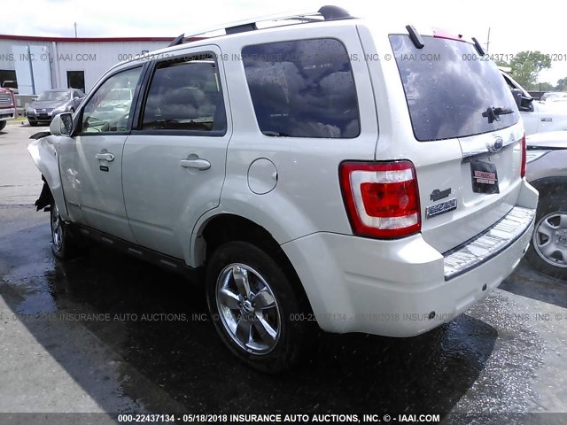 1FMCU04128KA69062 - 2008 FORD ESCAPE LIMITED WHITE photo 3