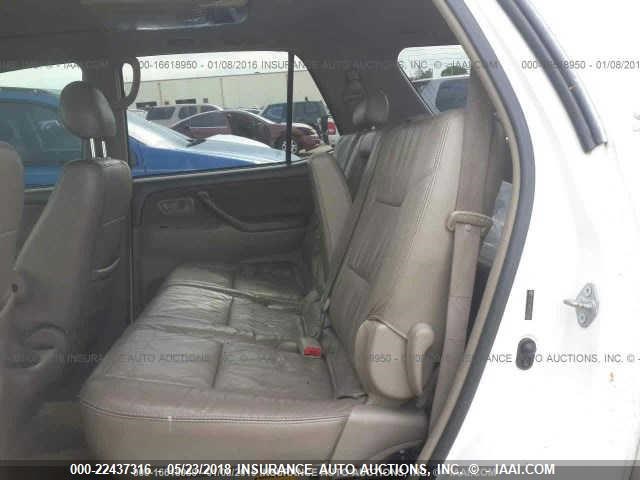 5TDZT34A55S252415 - 2005 TOYOTA SEQUOIA SR5 WHITE photo 8