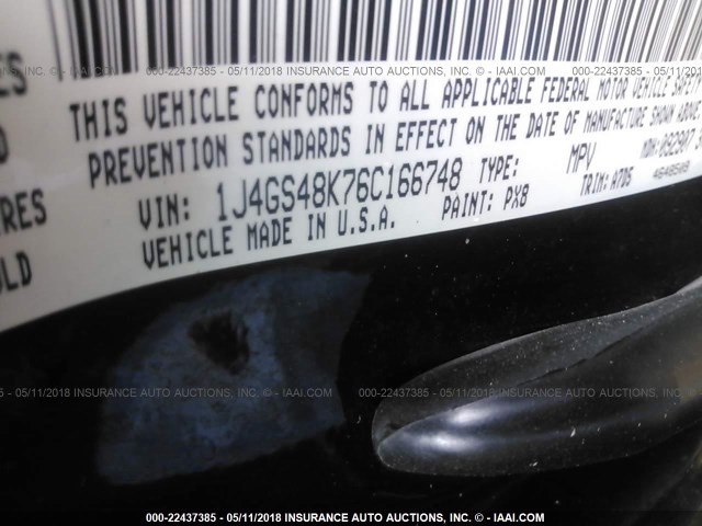 1J4GS48K76C166748 - 2006 JEEP GRAND CHEROKEE LAREDO/COLUMBIA/FREEDOM 黑色 照片 9