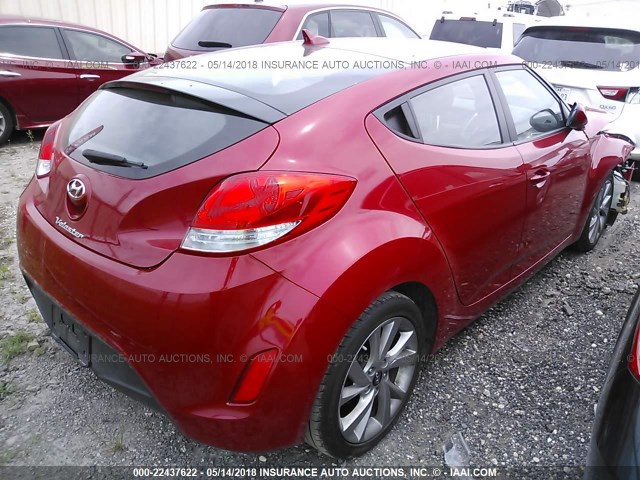 KMHTC6AD2HU305931 - 2017 HYUNDAI VELOSTER RED photo 4