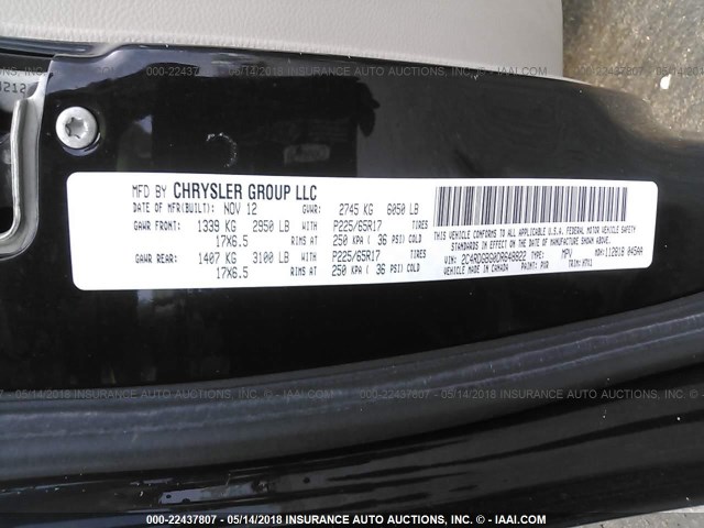 2C4RDGBG0DR648822 - 2013 DODGE GRAND CARAVAN SE BLACK photo 9