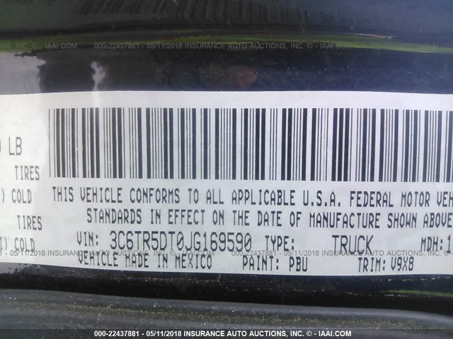 3C6TR5DT0JG169590 - 2018 RAM 2500 SLT BLUE photo 9