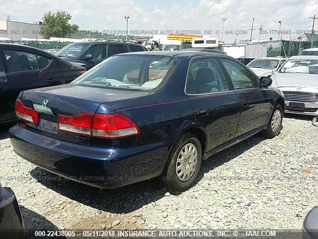 1HGCF86692A053056 - 2002 HONDA ACCORD VALUE BLUE photo 4