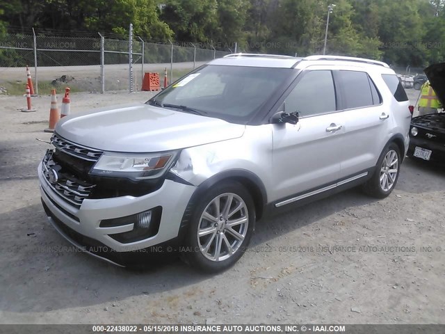 1FM5K7F87GGA71022 - 2016 FORD EXPLORER LIMITED SILVER photo 2