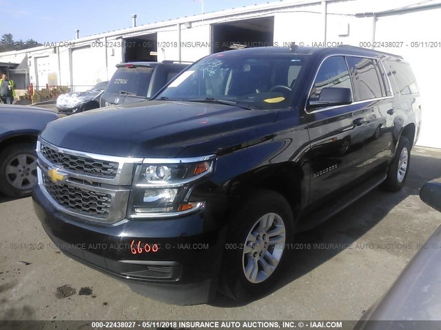 1GNSKJKC0FR260443 - 2015 CHEVROLET SUBURBAN K1500 LT BLACK photo 2