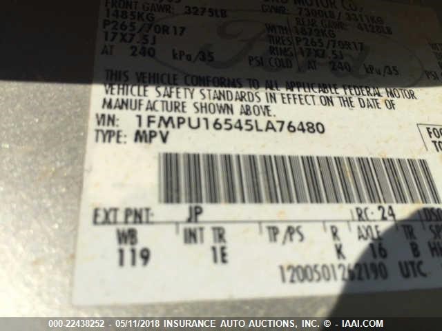 1FMPU16545LA76480 - 2005 FORD EXPEDITION XLT უცნობი ფოტო 9