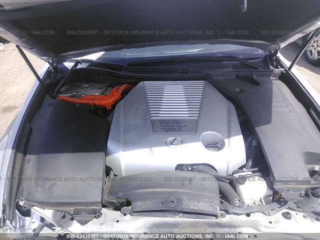 JTHBC96S775003728 - 2007 LEXUS GS 450H SILVER photo 10